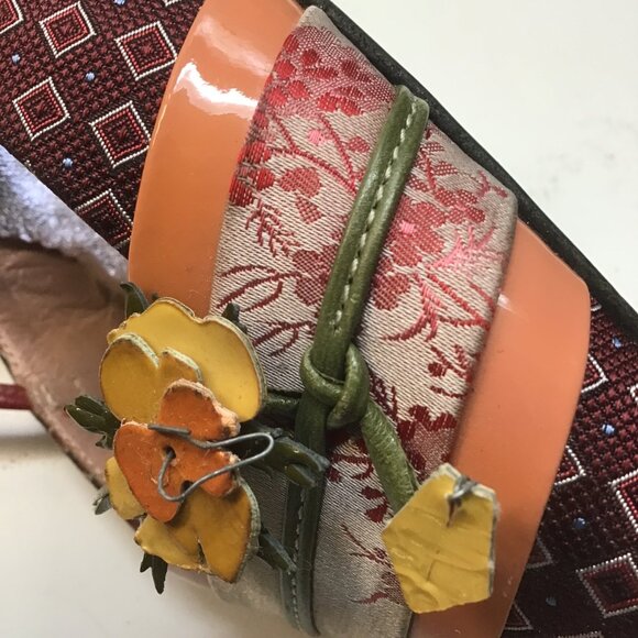 Prada Size 38 Red High Heel with Orange and Yellow Decorated Shoes - Picture 7 of 8